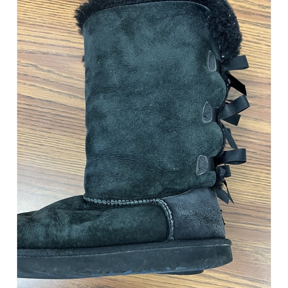 UGG Australia Bailey Bow Tall Black Suede Boots 1007309Y Women 6